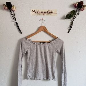 Brandy Melville Lettuce Hem Off Shoulder Top